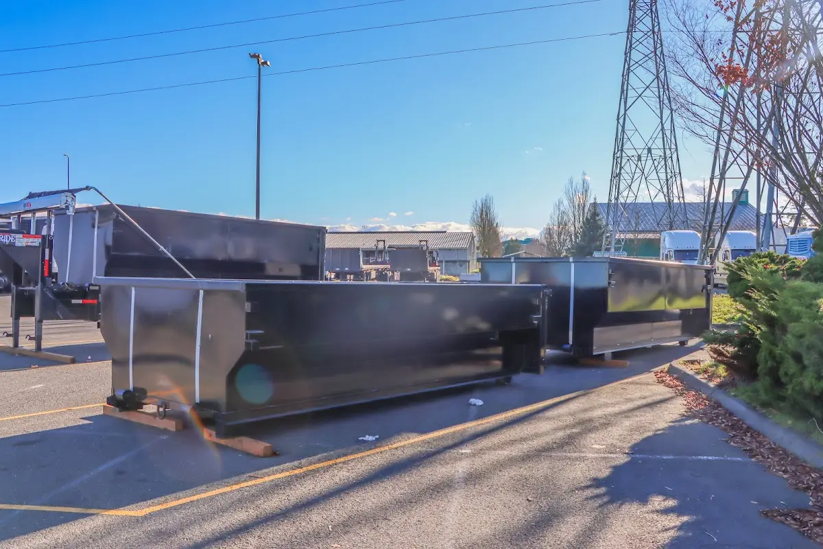 Roll-off dumpster ready for waste disposal at job site for Construction Dumpster Rental in Turlock